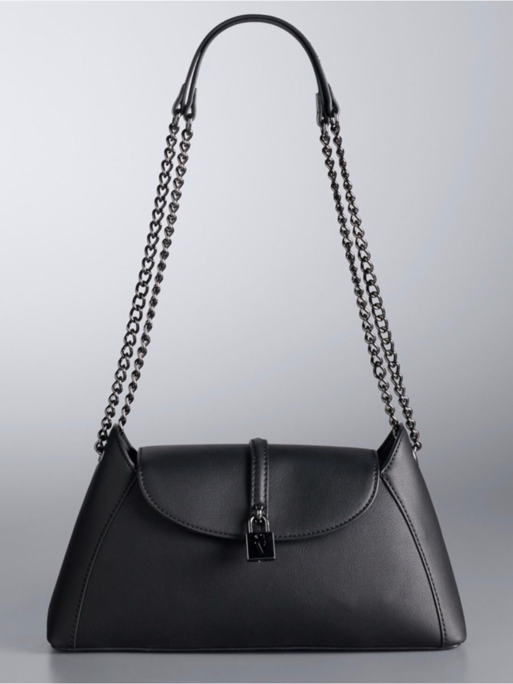 Simply Vera Vera Wang Matte Black Crossbody with Chain and Padlock